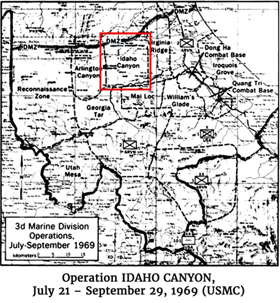 Map of Operation IDAHO CANYON, July 21 – September 29, 1969 (USMC)